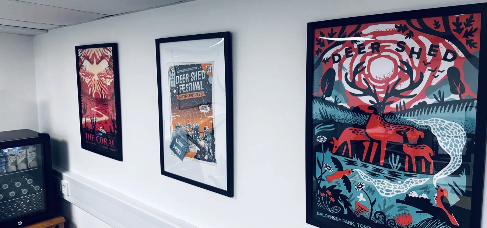 SilentBeats office with Deer Shed Festival artwork